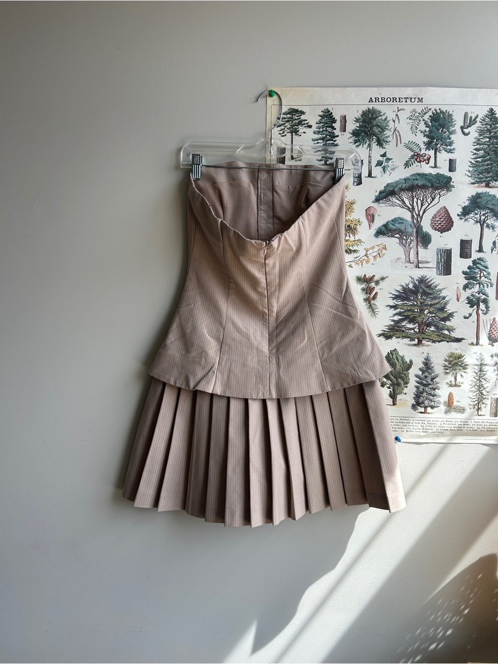 Zara  Pleated Strapless Skirt Dress Pinstriped Small - Picture 4 of 5
